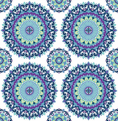 product image of sample gemma indigo boho medallion wallpaper from the kismet collection by brewster home fashions 1 591