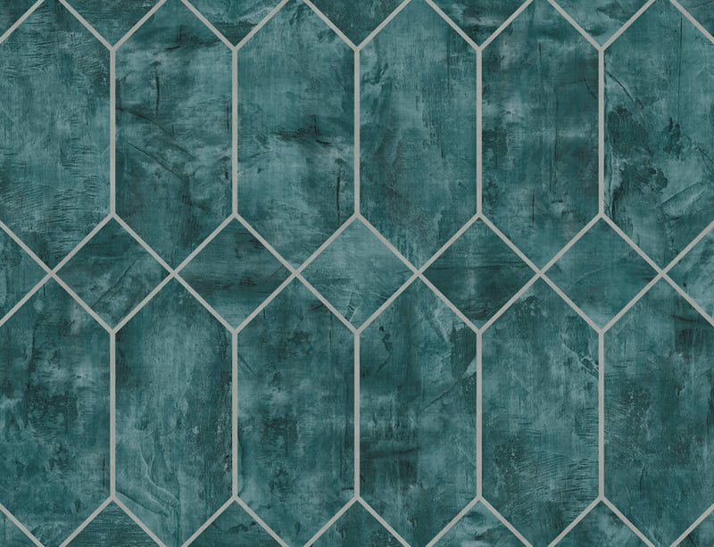 media image for sample geo faux wallpaper in emerald and metallic silver from the living with art collection by seabrook wallcoverings 1 234