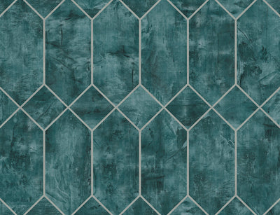 product image of Geo Faux Wallpaper in Emerald and Metallic Silver from the Living With Art Collection by Seabrook Wallcoverings 542