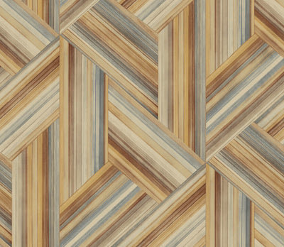product image for Geo Inlay Wallpaper in Saddle Brown and Steel from the Living With Art Collection by Seabrook Wallcoverings 97