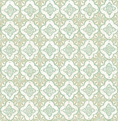 product image of Geo Green Quatrefoil Wallpaper from the Kismet Collection by Brewster Home Fashions 512