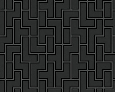 product image of sample geometric wallpaper in black and metallic design by bd wall 1 56