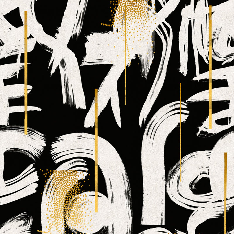 media image for Gestural Abstraction Wallpaper in Black, White, and Gold from the Wallpaper Collectables Collection by Mind the Gap 219