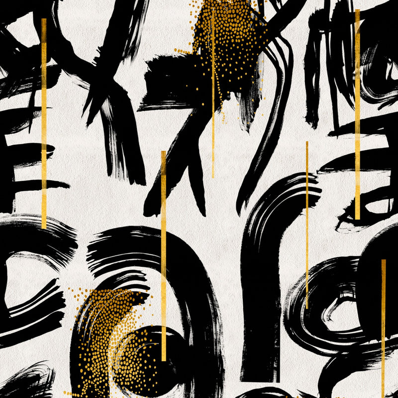 media image for Gestural Abstraction Wallpaper in White, Black, and Gold from the Wallpaper Collectables Collection by Mind the Gap 296