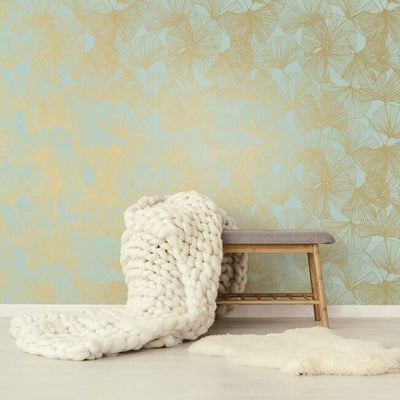 product image for Gingko Leaves Peel & Stick Wallpaper in Green and Gold by RoomMates for York Wallcoverings 3