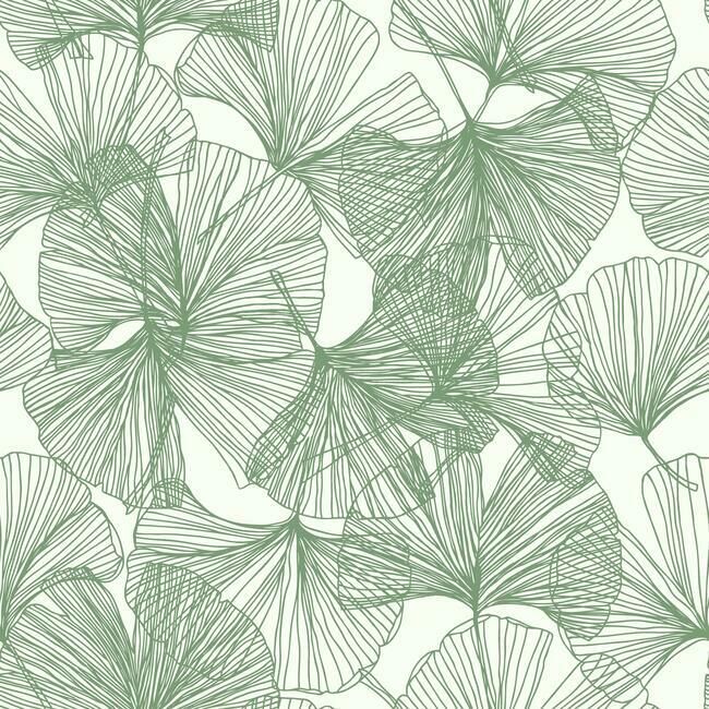 media image for Gingko Leaves Peel & Stick Wallpaper in Green by RoomMates for York Wallcoverings 268