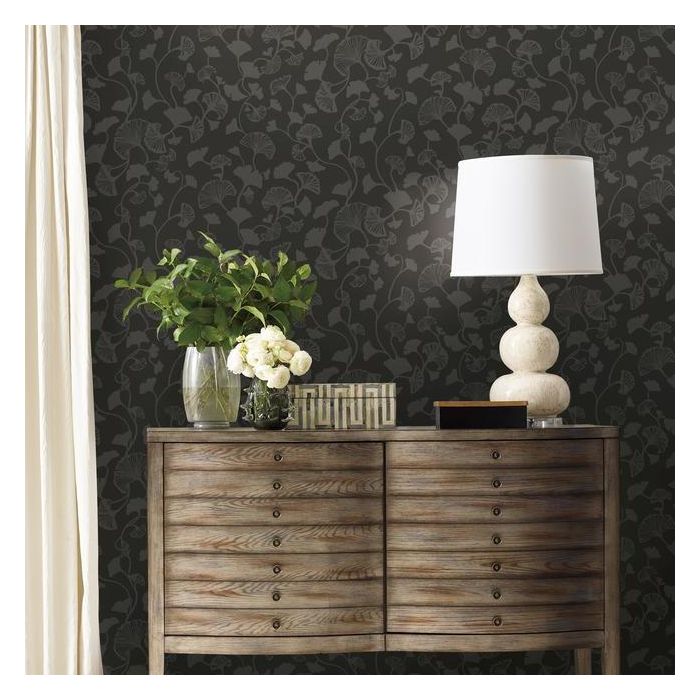 media image for Gingko Trail Wallpaper in Black from the Botanical Dreams Collection by Candice Olson for York Wallcoverings 250
