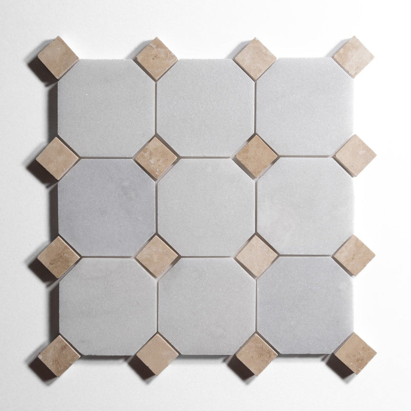 media image for Glacier White Accent Rojo Breccia Tile Sample 289