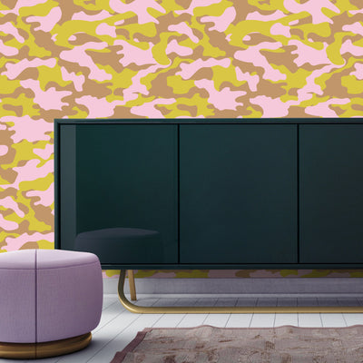 product image for Glammo Self Adhesive Wallpaper in Pink, Lemon, and Gold by Cynthia Rowley for Tempaper 3