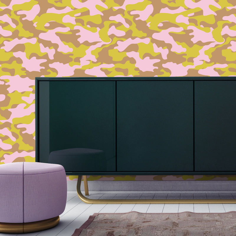 media image for Glammo Self Adhesive Wallpaper in Pink, Lemon, and Gold by Cynthia Rowley for Tempaper 252