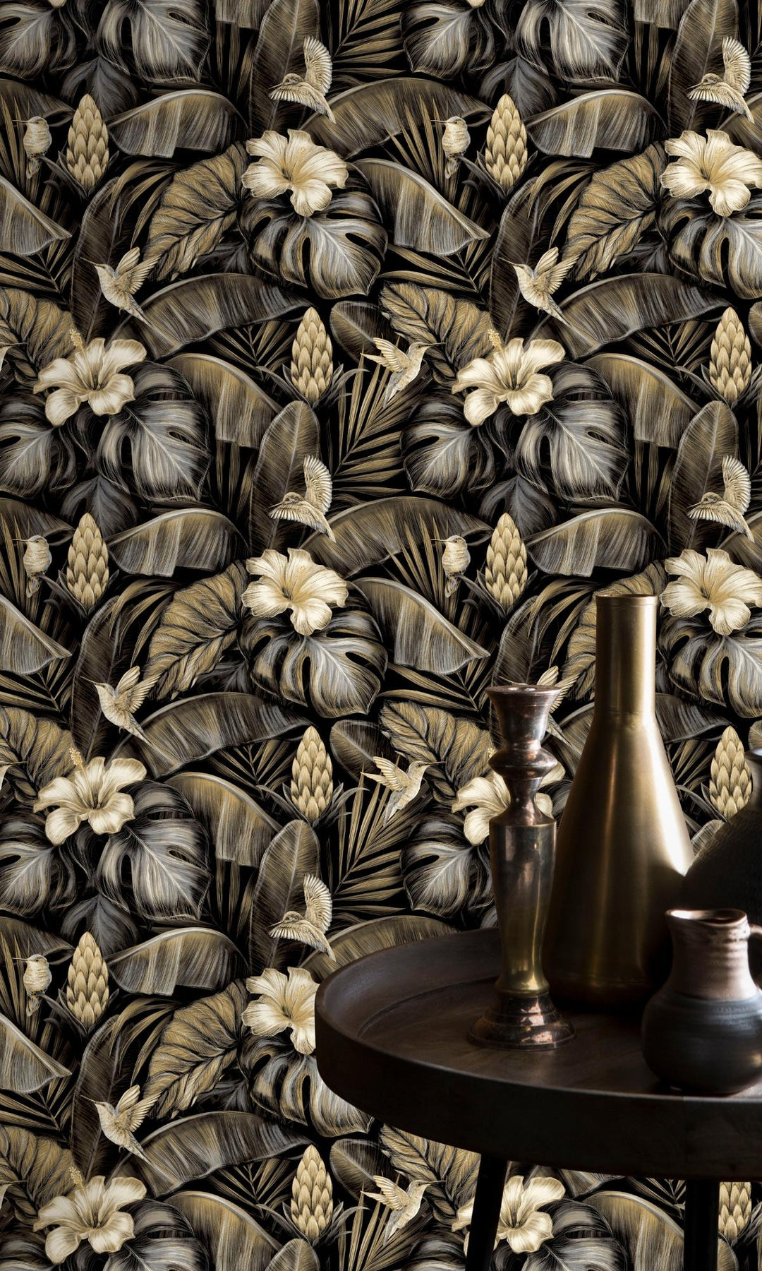 Shop Samana Floral Jungle Gold Wallpaper | Burke Decor