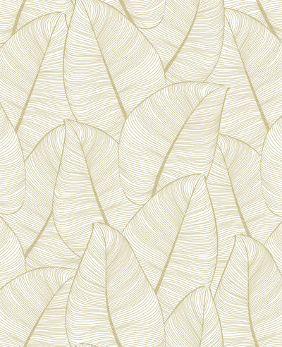 product image for Gold Fine Line Leaves Wallpaper by Walls Republic 48