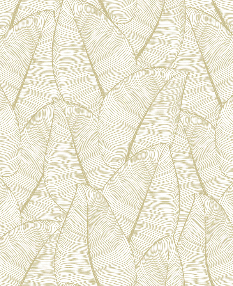 media image for Gold Fine Line Leaves Wallpaper by Walls Republic 269
