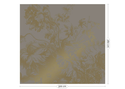product image for Gold Metallic Wall Mural in Engraved Flowers Grey by Kek Amsterdam 92