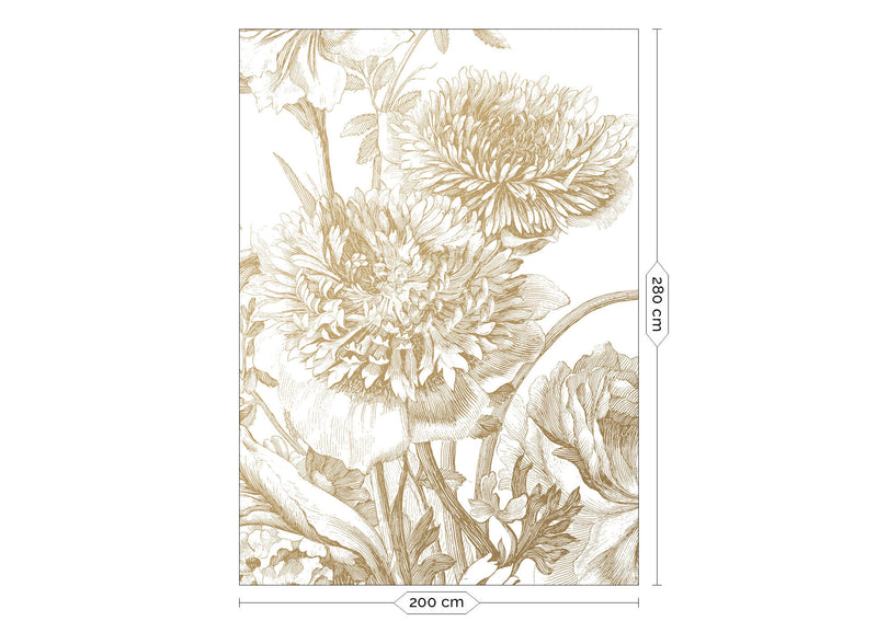 media image for Gold Metallic Wall Mural in Engraved Flowers White by Kek Amsterdam 275
