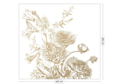 product image for Gold Metallic Wall Mural in Engraved Flowers White by Kek Amsterdam 15