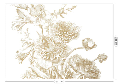 product image for Gold Metallic Wall Mural in Engraved Flowers White by Kek Amsterdam 89