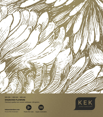 product image of sample gold metallic wall mural in engraved flowers white by kek amsterdam 1 550