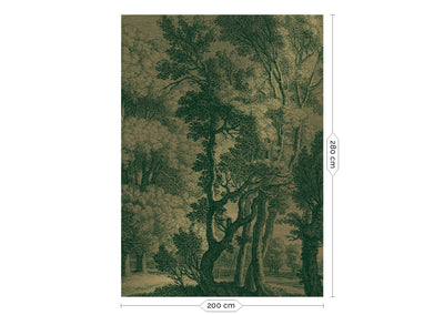 product image for Gold Metallic Wall Mural in Engraved Landscapes Green by Kek Amsterdam 80