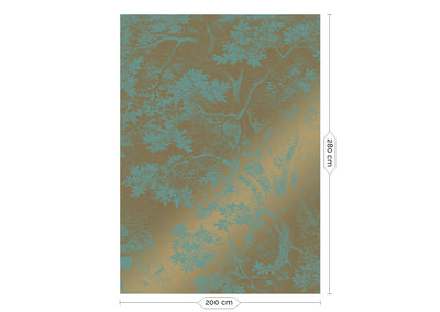 product image for Gold Metallic Wall Mural in Engraved Landscapes Mint by Kek Amsterdam 83