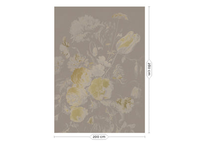 product image for Gold Metallic Wall Mural in Golden Age Flowers Grey by Kek Amsterdam 32