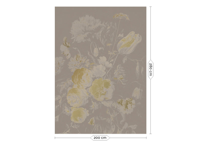 media image for Gold Metallic Wall Mural in Golden Age Flowers Grey by Kek Amsterdam 244