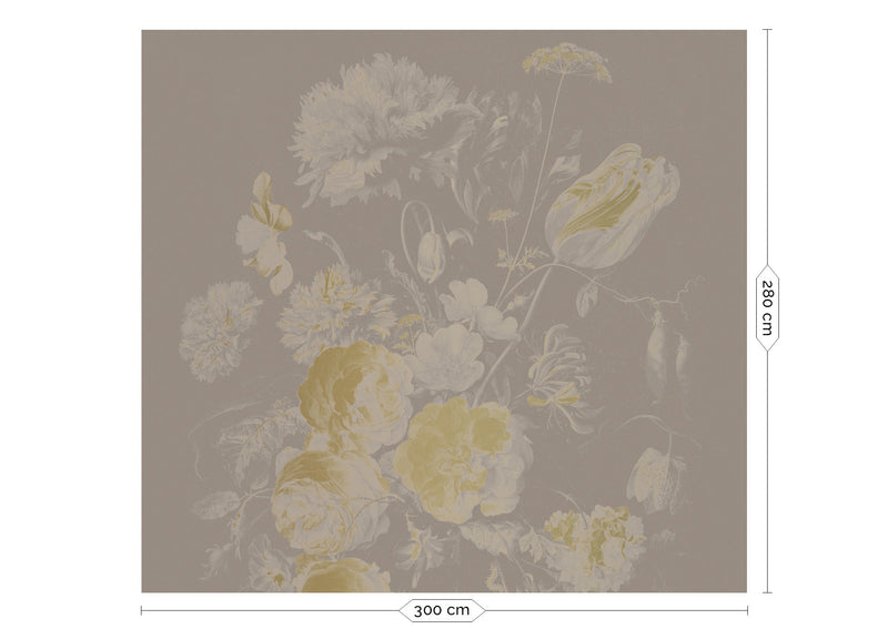 media image for Gold Metallic Wall Mural in Golden Age Flowers Grey by Kek Amsterdam 223