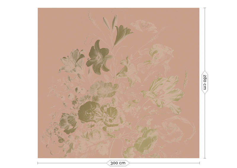 media image for Gold Metallic Wall Mural in Golden Age Flowers Nude by Kek Amsterdam 287