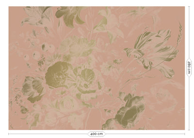 product image for Gold Metallic Wall Mural in Golden Age Flowers Nude by Kek Amsterdam 37