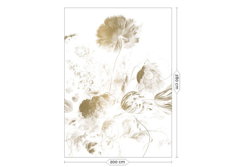 media image for Gold Metallic Wall Mural in Golden Age Flowers White by Kek Amsterdam 233