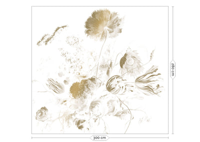 product image for Gold Metallic Wall Mural in Golden Age Flowers White by Kek Amsterdam 71