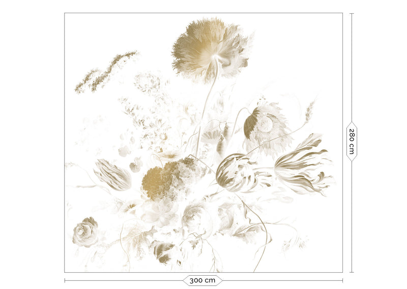 media image for Gold Metallic Wall Mural in Golden Age Flowers White by Kek Amsterdam 246
