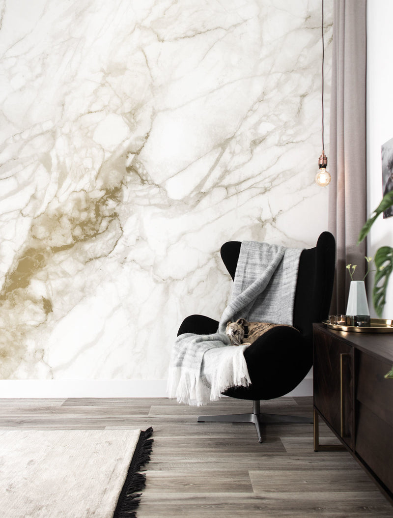 media image for Gold Metallic Wall Mural in Marble White by Kek Amsterdam 211