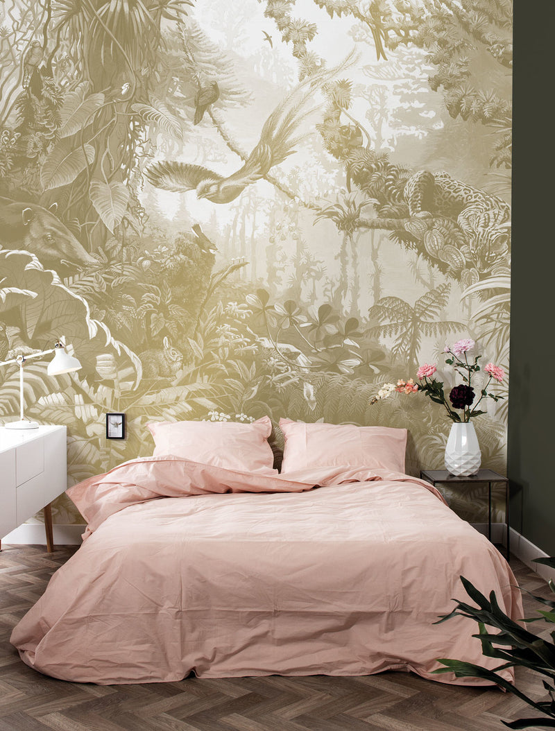 media image for Gold Metallic Wall Mural in Tropical Landscapes White by Kek Amsterdam 296