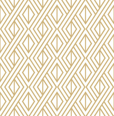 product image of Gold Geo Peel-and-Stick Wallpaper in Gold and White by NextWall 547