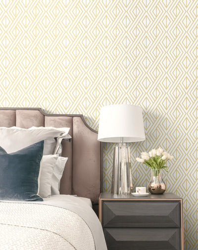 product image for Gold Geo Peel-and-Stick Wallpaper in Gold and White by NextWall 48