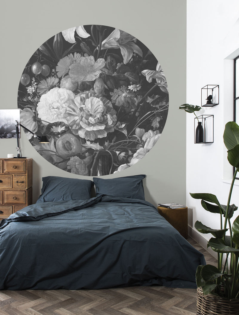 media image for Golden Age Flowers Wallpaper Circle in Grey by KEK Amsterdam 286