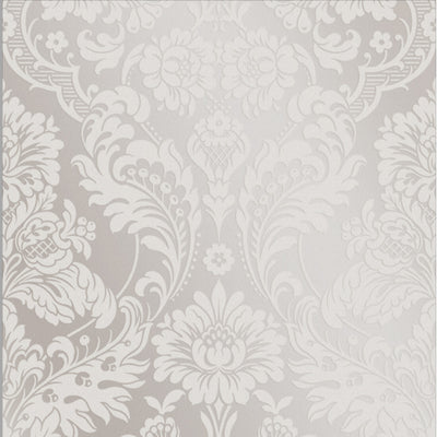 product image of Gothic Damask Flock Wallpaper in White from the Exclusives Collection by Graham & Brown 532