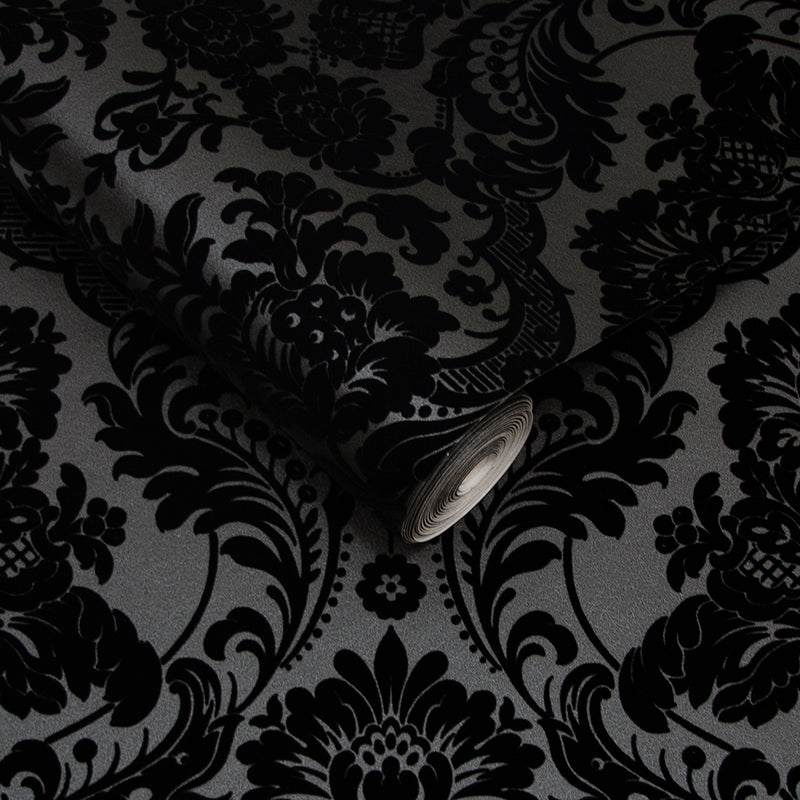 media image for Gothic Damask Wallpaper in Noir from the Exclusives Collection by Graham & Brown 297