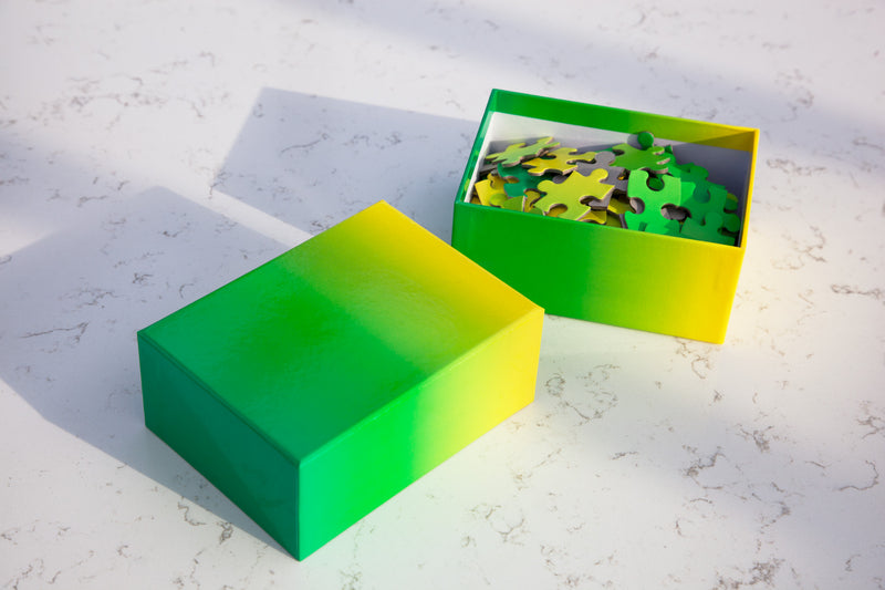 media image for Gradient Puzzle Small in Green & Yellow 234