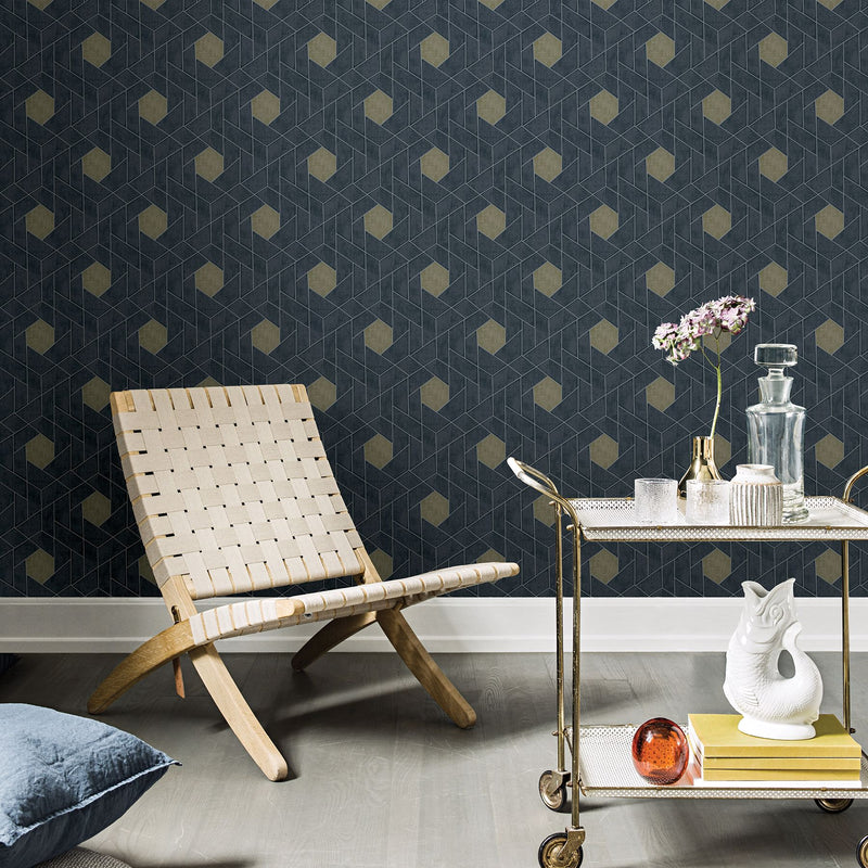 media image for Granada Geometric Wallpaper in Charcoal from the Scott Living Collection by Brewster Home Fashions 282
