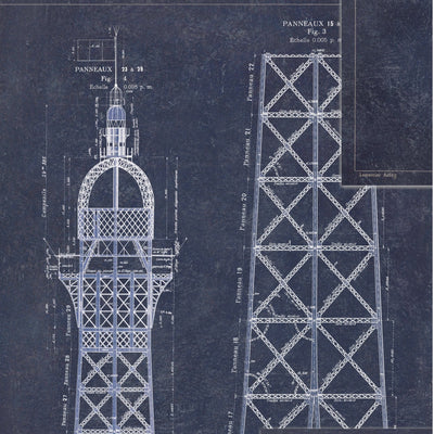 product image for Grand Eiffel Wallpaper in Blue from the Histoire de L'Architecture Collection by Mind the Gap 35