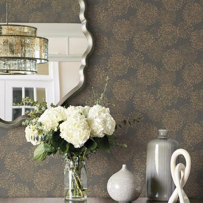 product image of Grandeur Wallpaper in Gold from the Botanical Dreams Collection by Candice Olson for York Wallcoverings 549