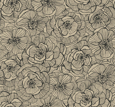 product image of sample graphic floral wallpaper in gold glitter and ebony from the casa blanca ii collection by seabrook wallcoverings 1 567