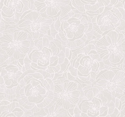 product image of Graphic Floral Wallpaper in Metallic Champagne and Ivory from the Casa Blanca II Collection by Seabrook Wallcoverings 579