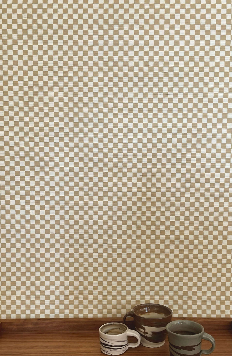 media image for Checker Grasscloth Straw Wallpaper 246