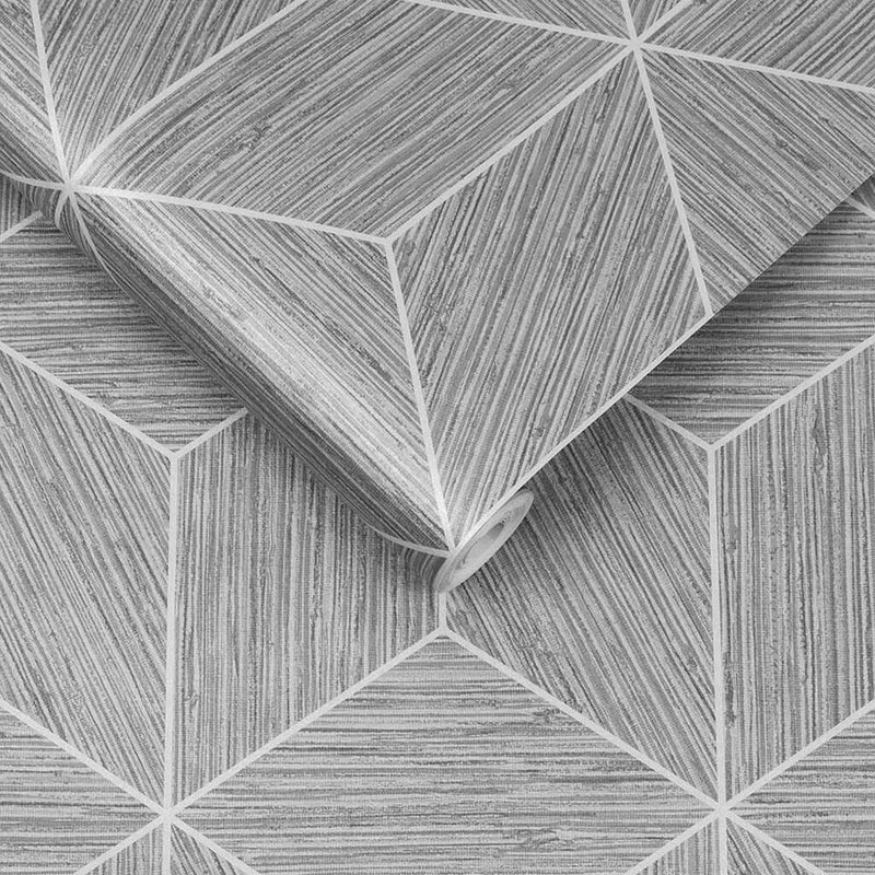 media image for Grasscloth Geo Wallpaper in Grey from the Exclusives Collection by Graham & Brown 279