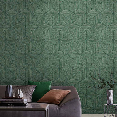 product image for Grasscloth Geo Wallpaper in Pine from the Exclusives Collection by Graham & Brown 7
