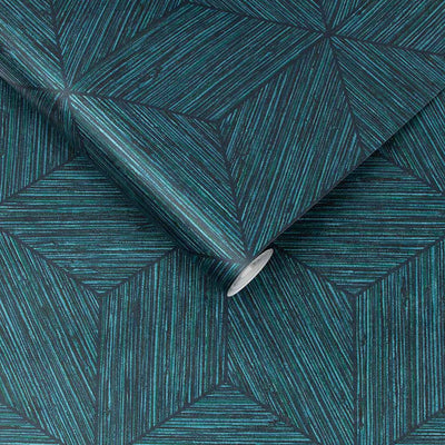 product image for Grasscloth Geo Wallpaper in Teal from the Exclusives Collection by Graham & Brown 23