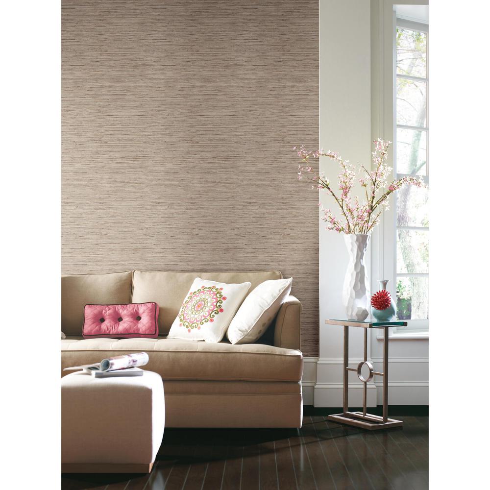 Grasscloth Peel & Stick Wallpaper in Taupe and Gold